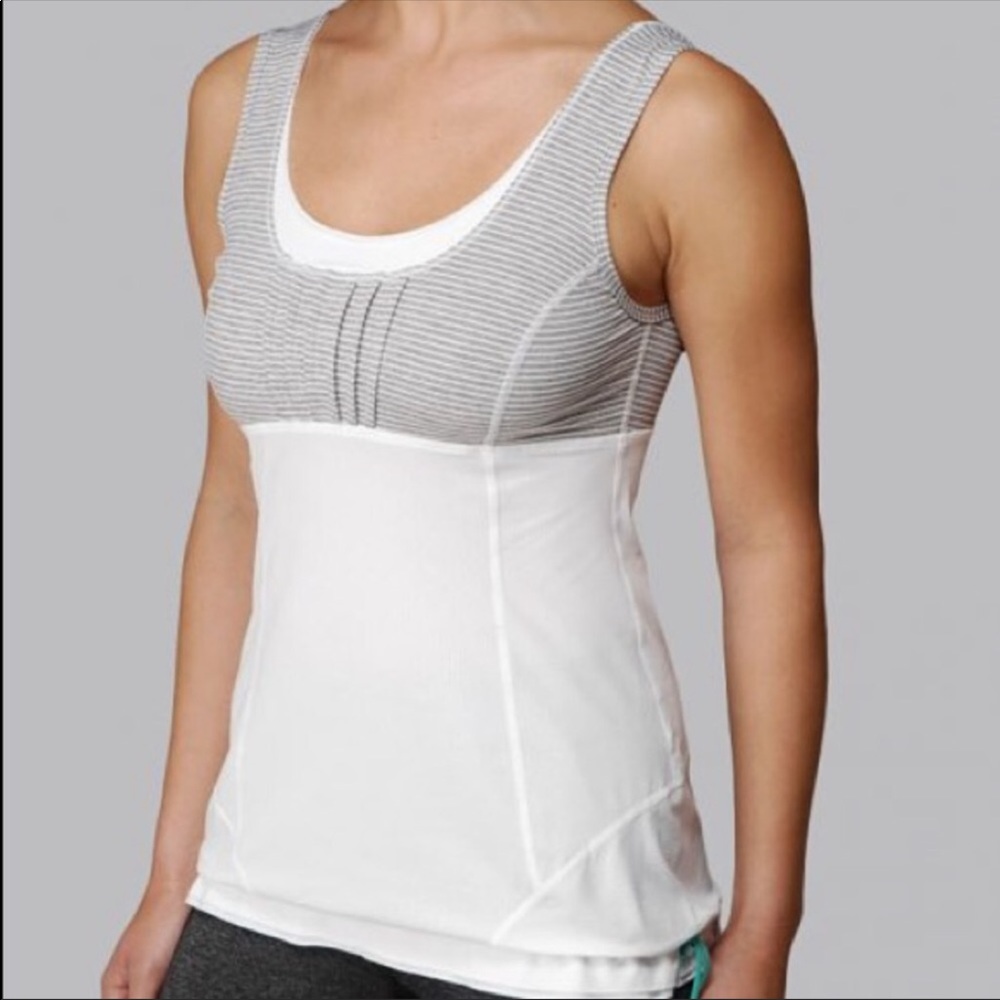 Lululemon Sunset Gray Striped Workout Tank